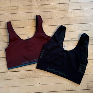 Outdoor Voices Maroon and Black Sports Bras